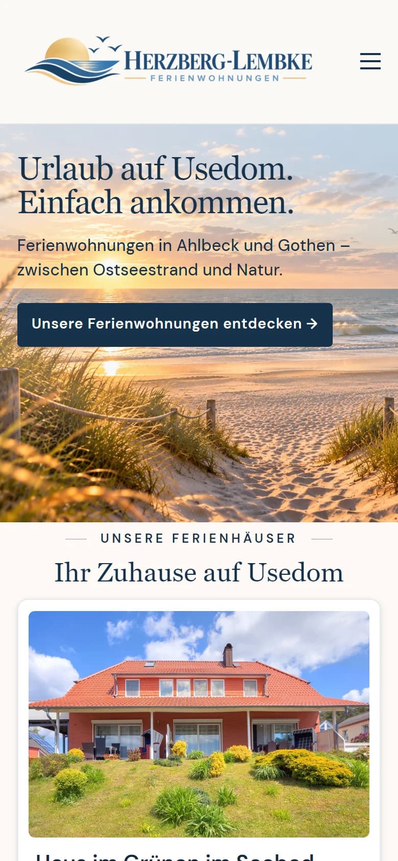 Dieselbe Website auf dem Smartphone